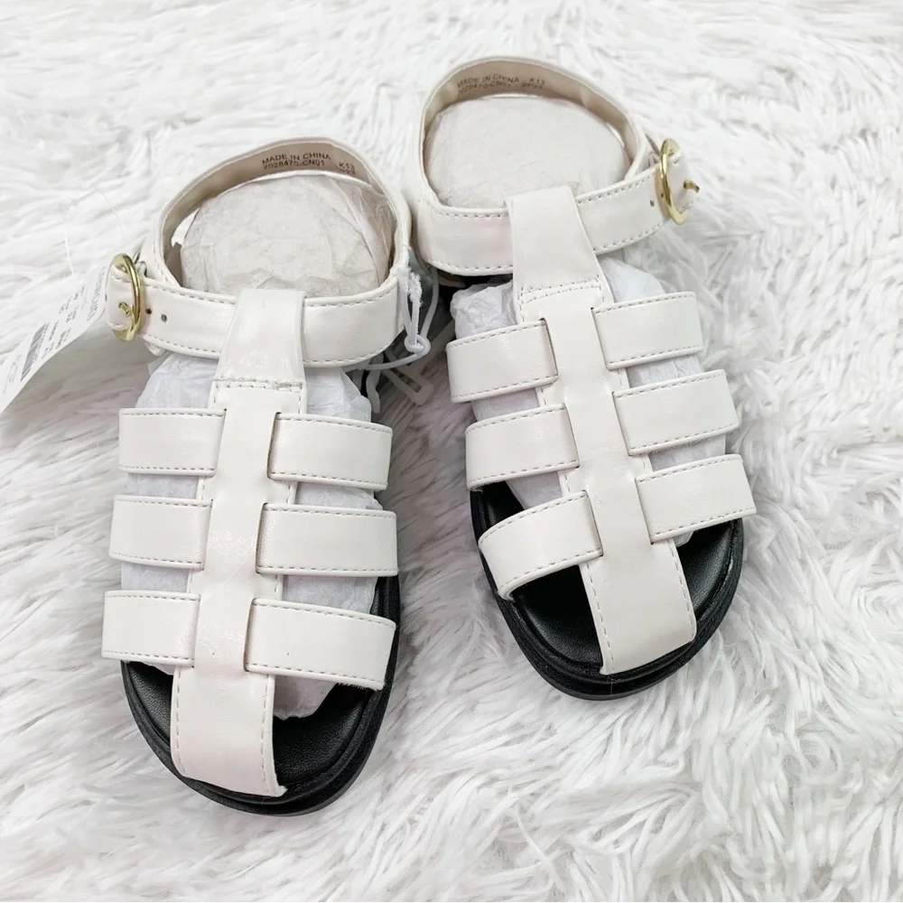 Crewcuts Girls' fisherman lug-sole sandals‎ in white New size 3